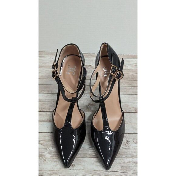 JG Womens Size 8 Black Pointed Toe Adjustable Strap Pump Stiletto Heel - Picture 5 of 11